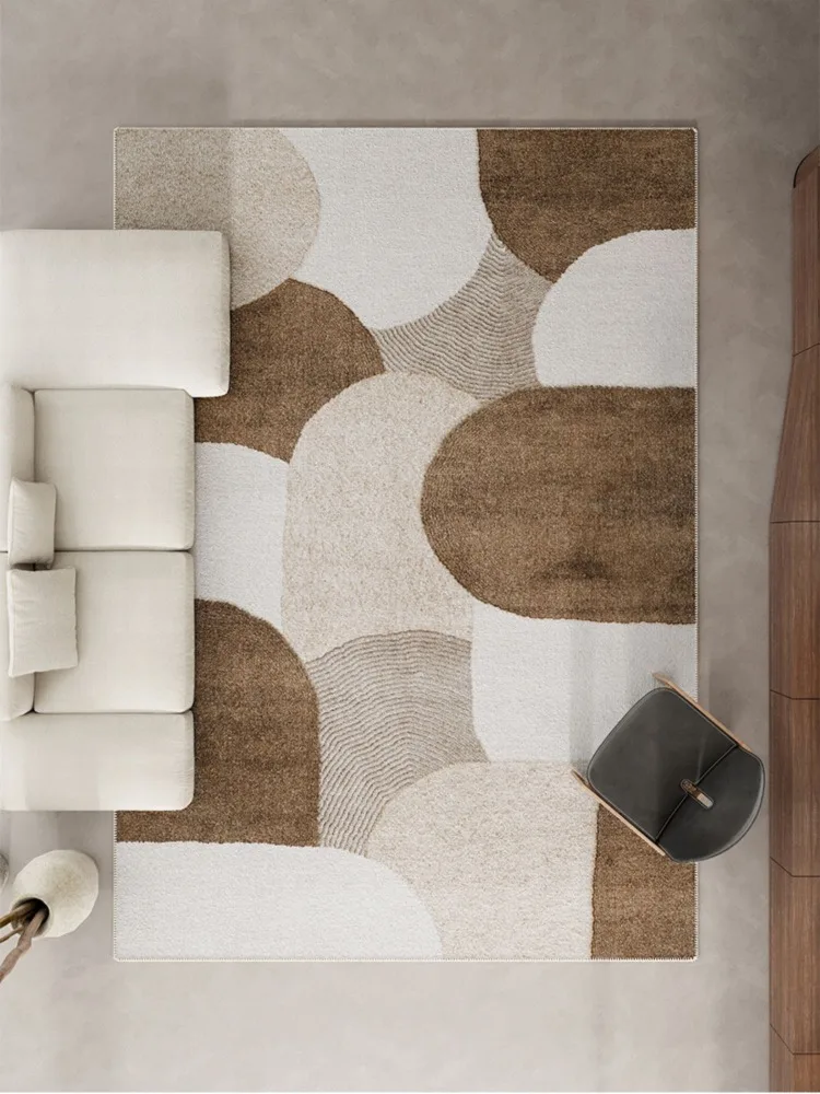 Modern Minimalist Geometric Pattern Large Area Living Room Carpets Beige Brown Bedroom Carpet Super Non-slip Creative Art Rug IG 4
