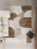 Modern Minimalist Geometric Pattern Large Area Living Room Carpets Beige Brown Bedroom Carpet Super Non-slip Creative Art Rug IG 4