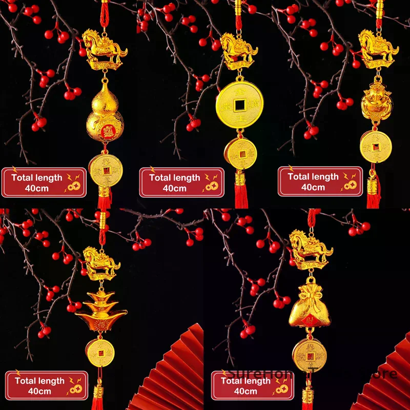 2026 Year Of The Horse Wall Hanging Car Ornament Chinese New Year Red Gold Pendant Lucky Decoration Housewarming Gifts
