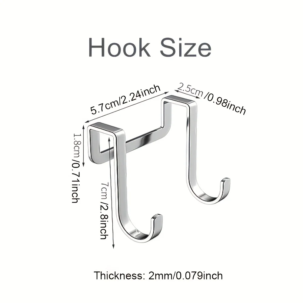 10PCS S-shaped Metal Double Hooks storage hook,door hook for Non Perforated Door Hooks in Cabinets Dormitories Kitchens Easy To Install