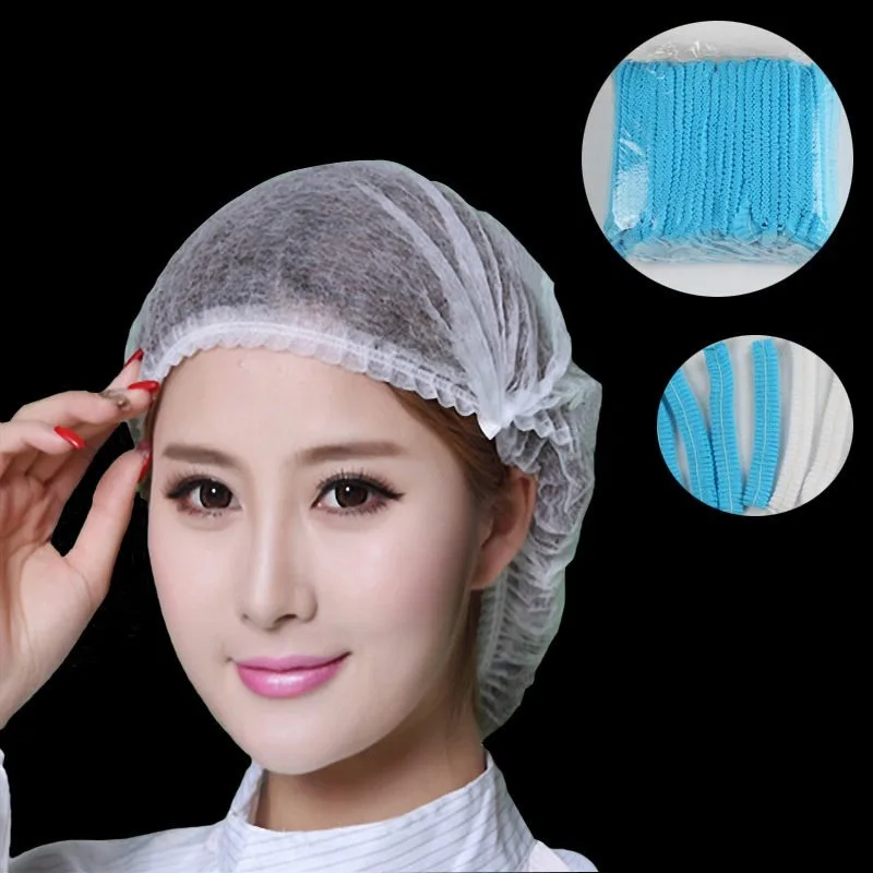 100/pcs/set Disposable Plastic Shower Hair Cap Women Waterproof Black Spa Salon Hotel Hair Dye Elastic Shower Cap Bathroom Rosa 2