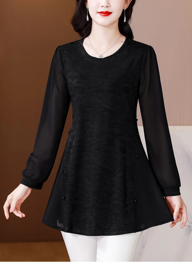 L-5XL Loose Clothes 2024 Women Spring Long Sleeve Elegant Ruffles Shirts Casual Retro Floral Tunic Peplum Tops And Blouses