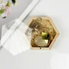 1PCS Creative Acrylic Board Hexagon Box Natural Wood Storage Wooden Box for Necklace Ring Gift Wooden Jewelry Organizer Cases 2
