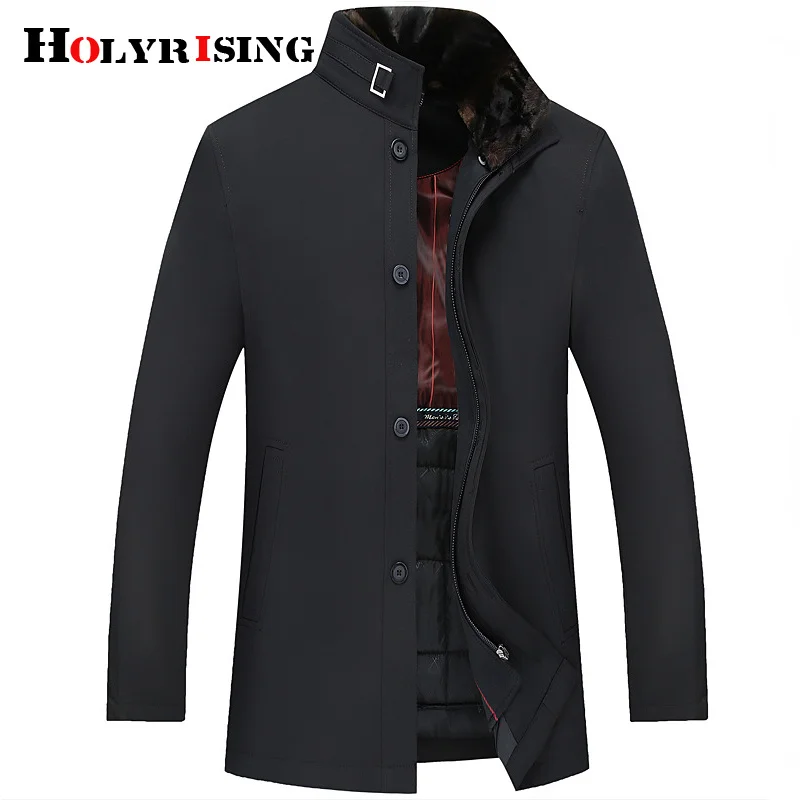 Holyrising 남성용 양모 혼방 재킷, 풀 겨울 카사코, 남성 탈부착 칼라, 남성 완두콩 코트, 18557-5