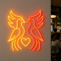 Phoenix Neon Sign,Firebird Art Sign,Bird Led Sign Pair of Phoenixes LED Decor, Phoenix and Feathers Neon Decor,Gift for Her 2