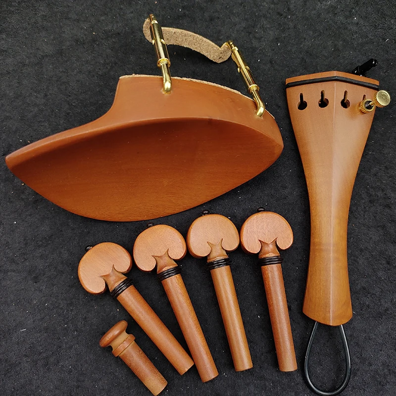 

New Shape 4/4 Violin Parts Accessories Jujube Wood Violin Pegs Tailpiece Gut Chinrest With Clamp Finetuner