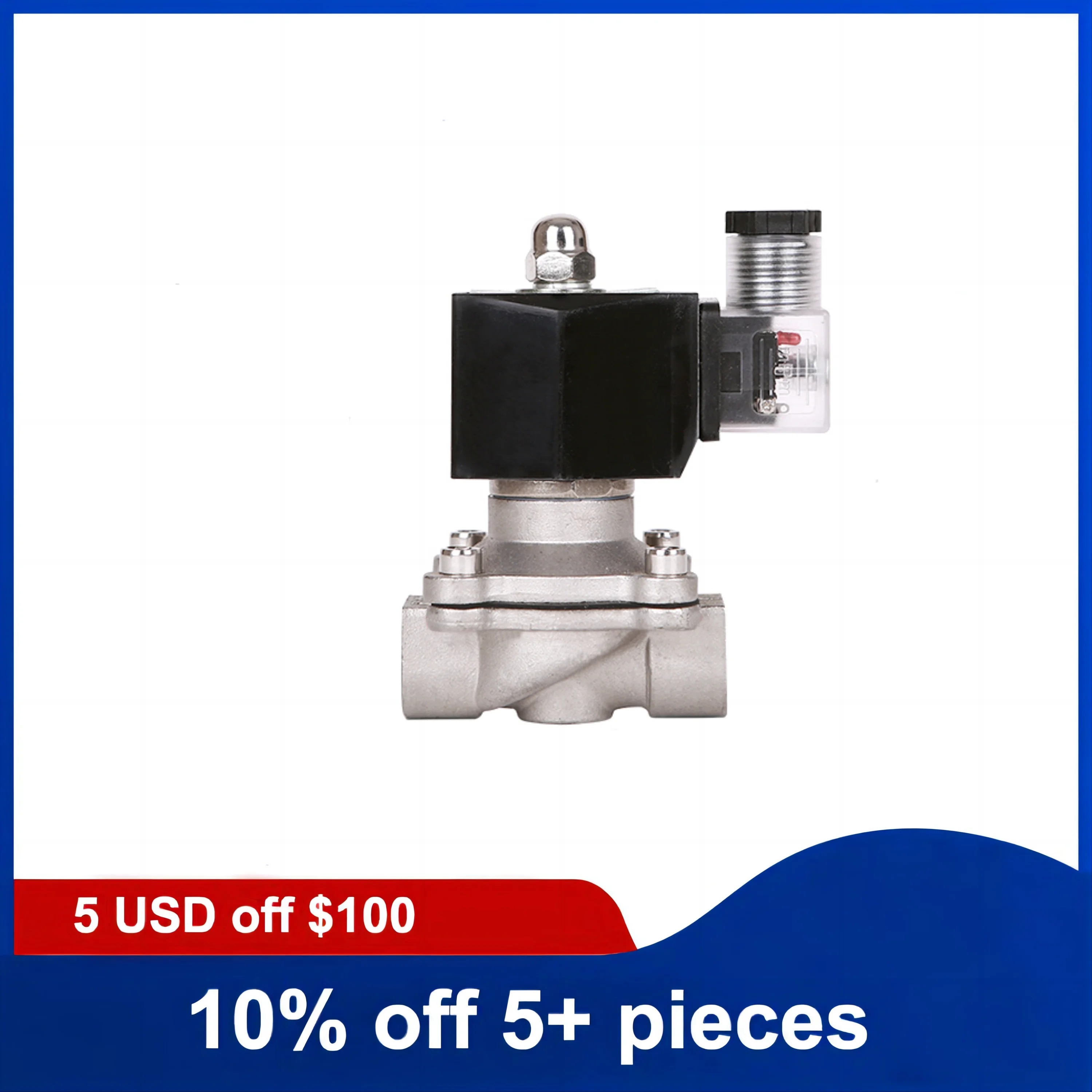 

1/2'' Normally Closed Stainless Steel Solenoid Valve 220V 12V 24V Direct Acting Solenoid Valve With LED Light