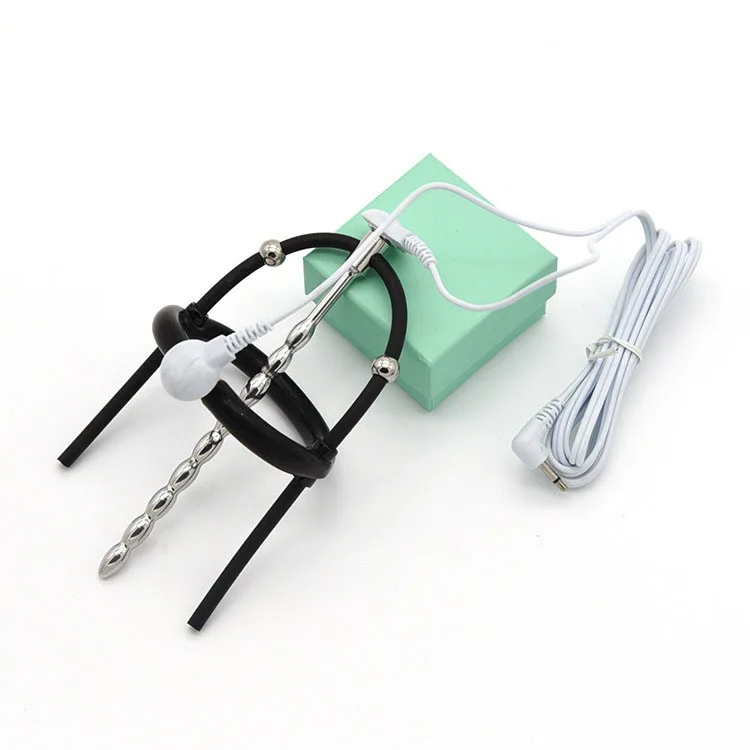 SM Electric Shock Metal Bead Urethral Sound Plug Dilator E-Stim Penis/Glans Ring Prostate Massager Male Gay Medical Sex Product electro sex toys electric sex toys penis rings