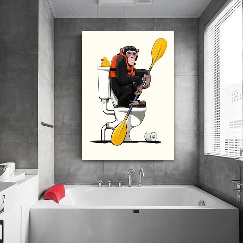 

Nordic Bathroom Animal Posters and Prints Retro Canvas Paintings Wall Art Pictures for Living Room Home Decoration