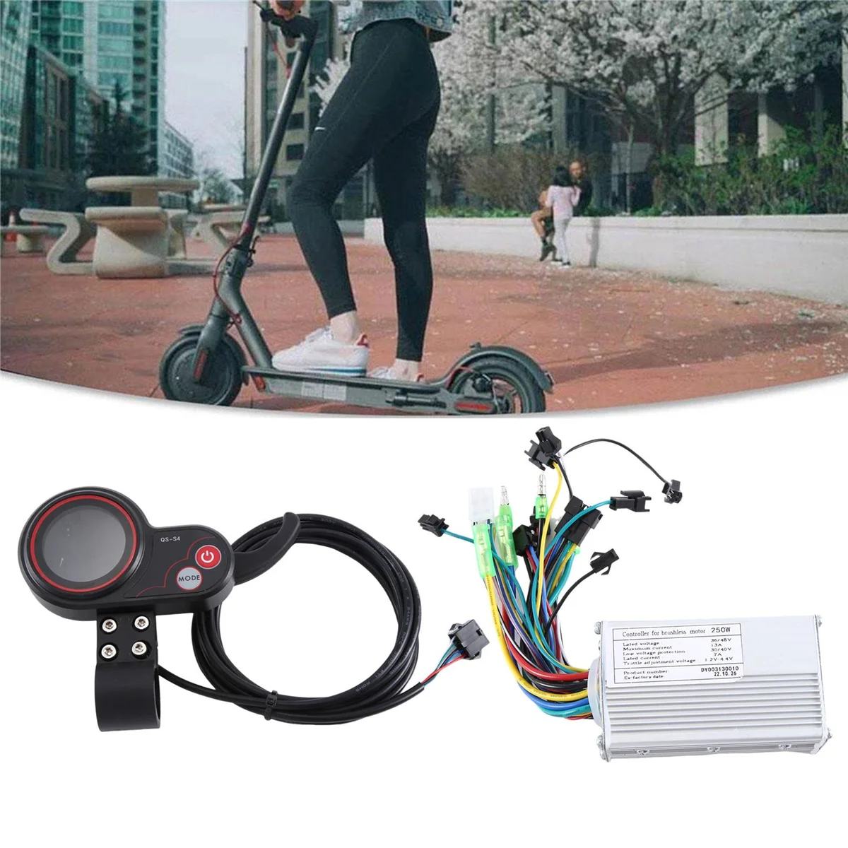 

QS-S4 LCD Display+36V 48V 250W BLDC Electric Scooter Brushless Controller Kit for Electric Scooter Parts