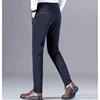 Stretch Business Formal Trousers Casual Suit Pants Straight Slim-Fit Men's Dress Pants Black Navy Blue Plus Size 40