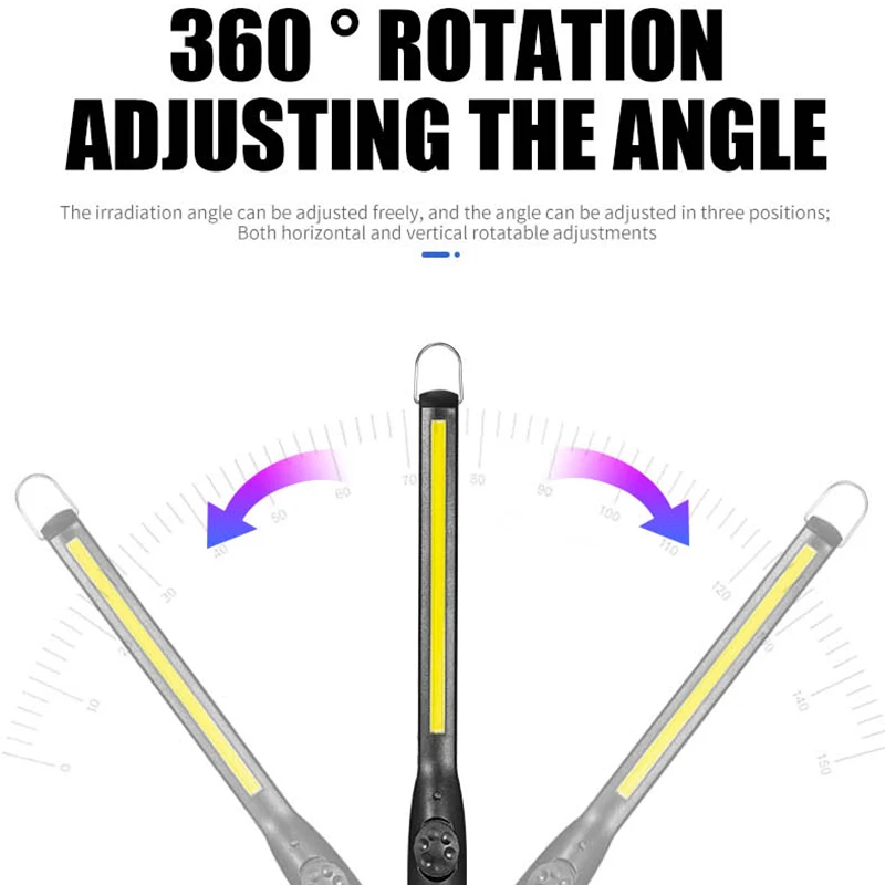 Lumières de travail LED USB rechargeable lumière COB avec base magnétique 360 degré de rotation 5 modes lampe de poche pliable lumière d'inspection pour mécanicien - Chine LED, lumière