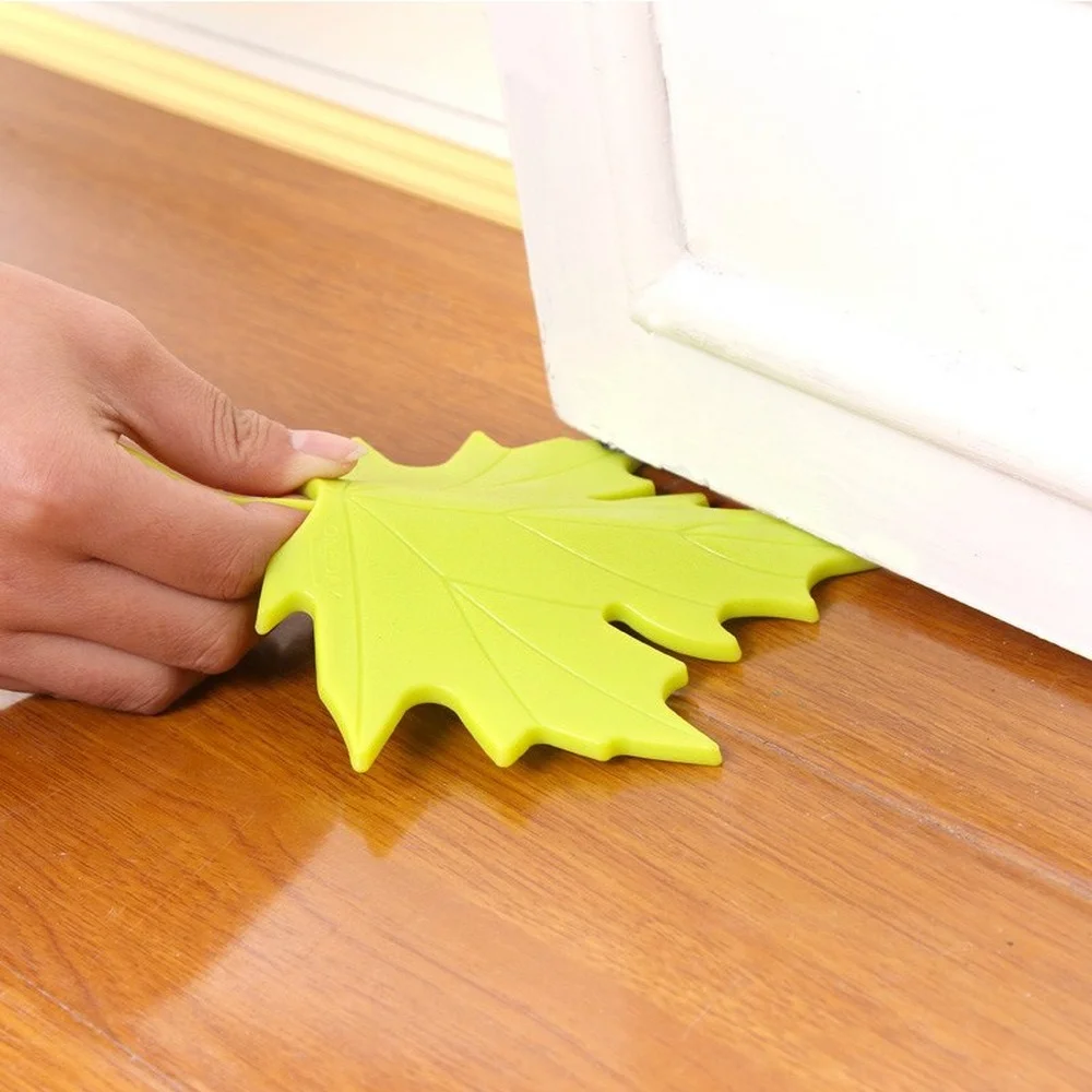 Practical Kid Baby Creative Maple Leaf Shape Finger Safety Door Stopper Stops Protector Wedge Door Catcher Block Home Decor door stopper