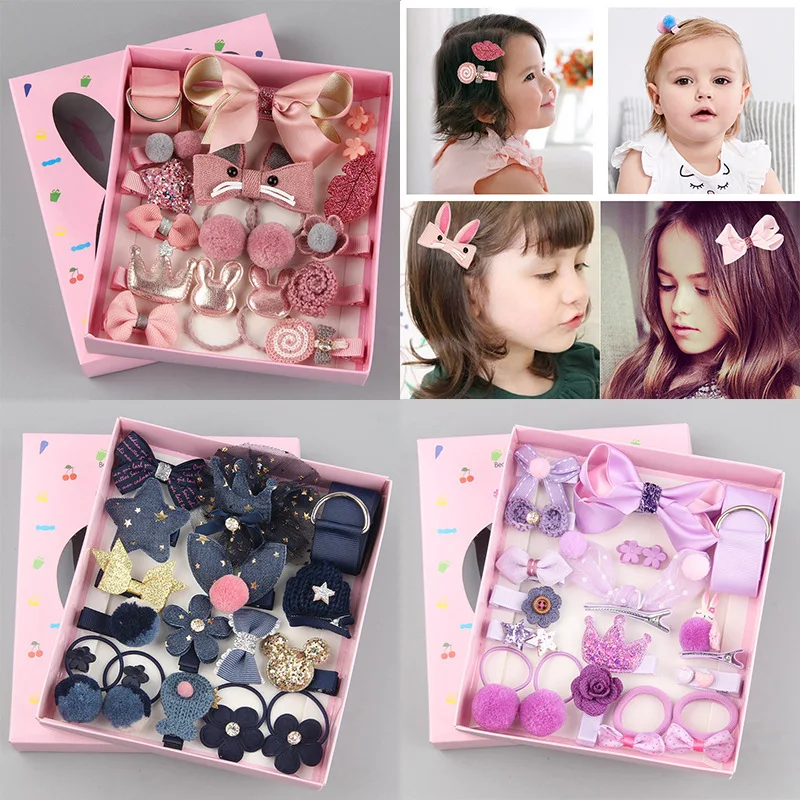 

Детские милые аксессуары для волос, набор из 18 шт., мультяшная веревка для волос для девочек, головной убор, бант, цветок, животные, Шпилька для волос, эластичная лента, головной убор