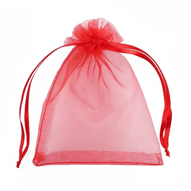 Solid Color Organza Gift Bags - Mesh Tulle Fabric Pouches for Weddings and Events (50/100pcs)