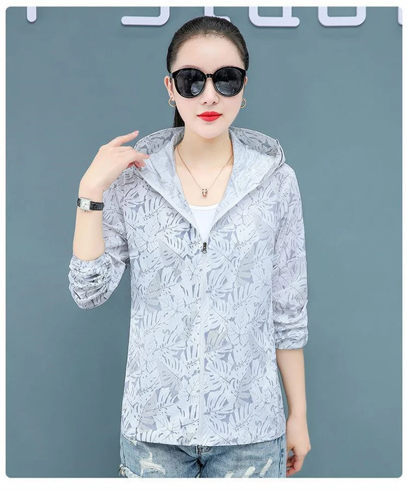 Hooded Long Sleeve Thin Windbreaker Women's Coat Jacket 2023 New Summer Loose Sunscreen Coat Female UV Resistant Outdoor Top 4XL