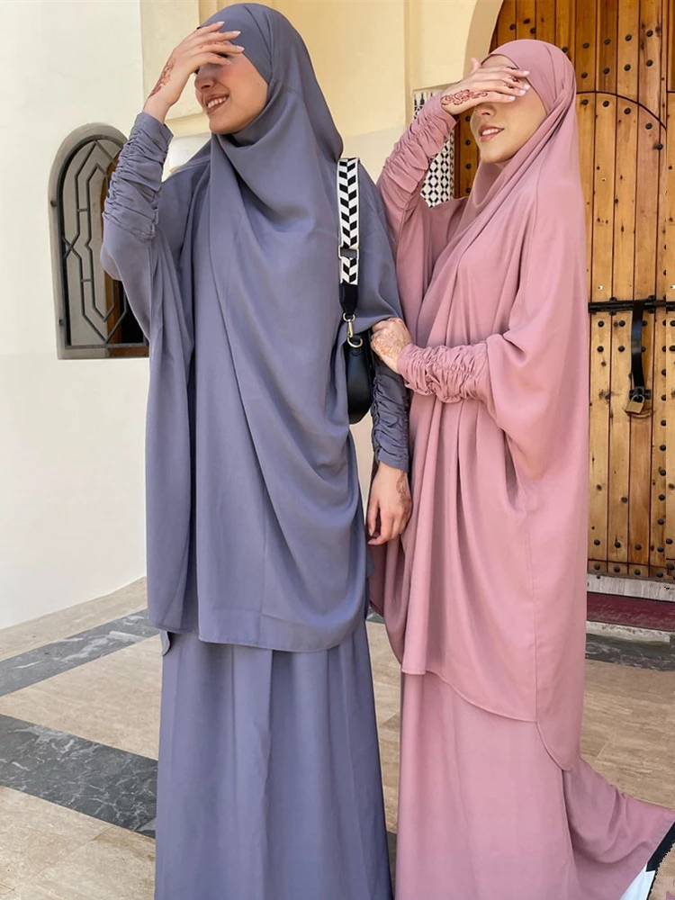 Melbourne kunst hamer Jilbab 2 Delige Set Islamitische Kleding Abaya Met Rok Dubai Turkse Moslim  Vrouwen Gebed Kledingstuk Effen Kleur Bidden Outfits| | - AliExpress