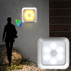 Lampe à 6 LED avec capteur de mouvement PIR sans fil, alimentée par batterie, idéal pour une armoire, des escaliers ou des escaliers, modèle 2020 