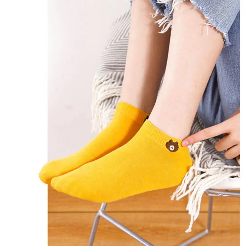 10/20/30 Pairs Women Low Tube Socks Set Cute Bear Pattern Fashion Breathable For Female Casual Style Comfortable Socks