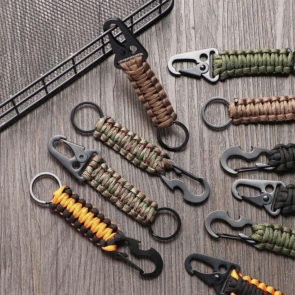 Description Picture 3 of itemOutdoor Keychain Ring Camping Carabiner Military Paracord Cord Rope Camping Survival Kit Emergency Knot Bottle Opener Tools