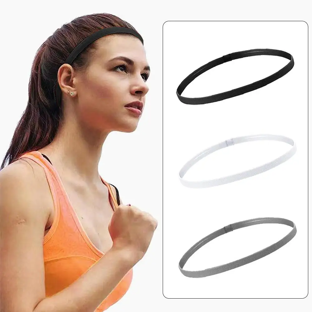 Women Hair Bands Yoga Sports Pure Color Head Bands Polyester Anti-slip Elastic Silicone Football Running Fitness Sweatband