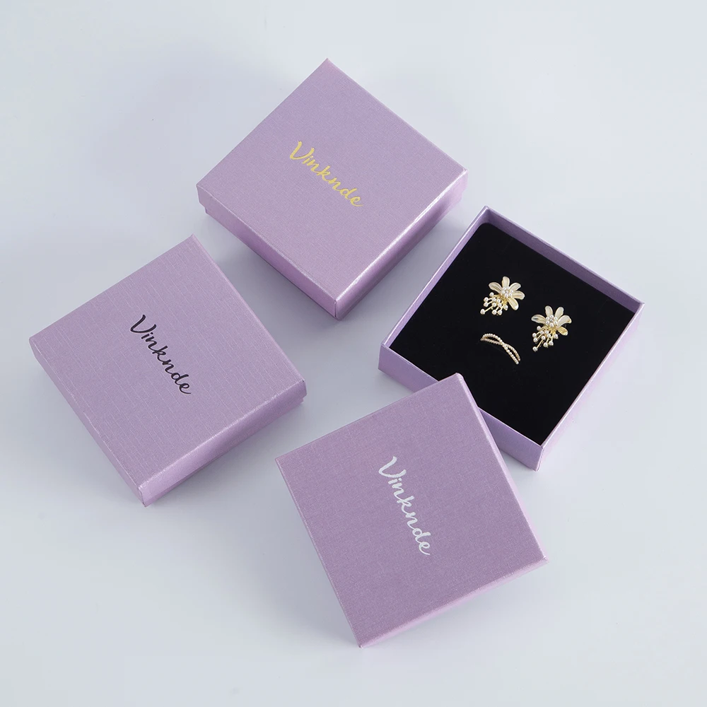 

50Pcs Custom Logo Jewelry Cardboard Boxes for Packaging Decorative Necklace Earrings Pendants Bracelets Rings Wedding Gift Box