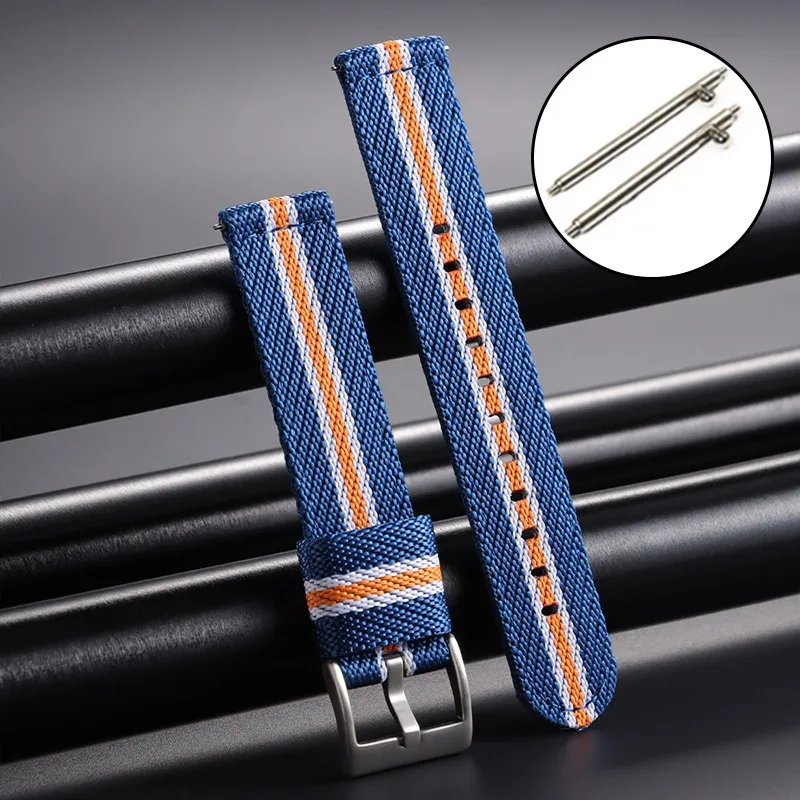Universal Nylon Canvas Military Sport Watch Band, Woven Fabric Replacement Strap
