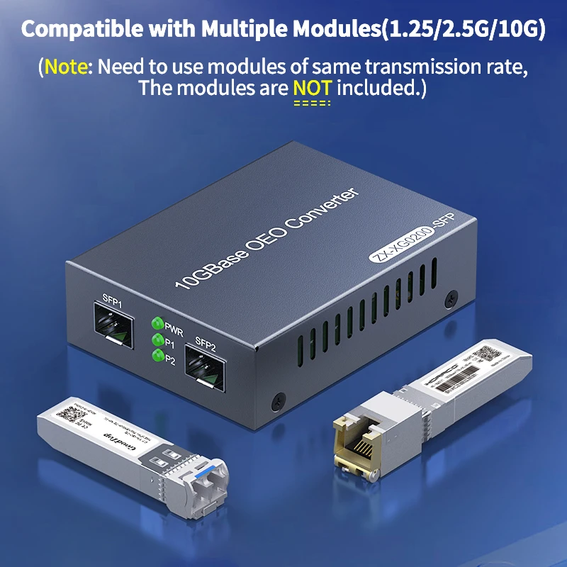 HORACO 10GbE SFP+ OEO メディアコンバータ デュアル 10G SFP+