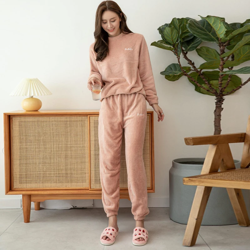 

Autumn Winter Pajama Sets Women Velvet Warm Pyjamas Suits Flannel Loung Sleepwear Girl Pijama Mujer Night Suits Homewear PJ