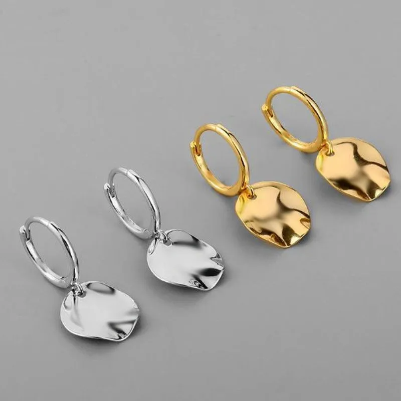 Silver Color Glossy Round Pendant Hoop Earrings for Women New Fashion Dangle Earring Party Jewelry Accessories серьги женские