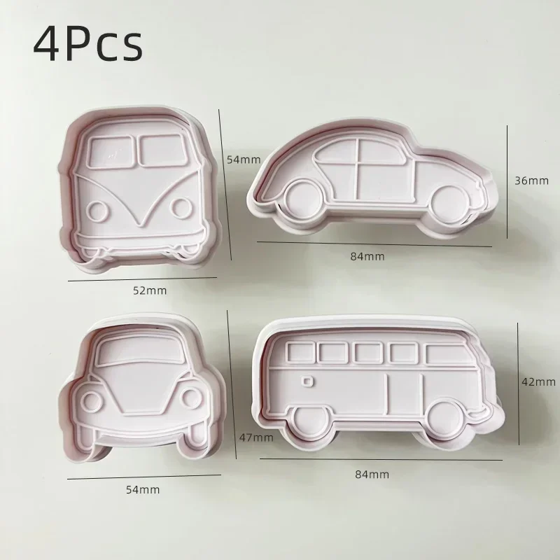 4Pcs Traffictool Cars Cookie Cutters Plastic Embosser Cookie Molds Kids Birthday Party Baking Stamp Decor Supplies Baby Shower cookie cutter baking mold cookie mould cookie printing mold