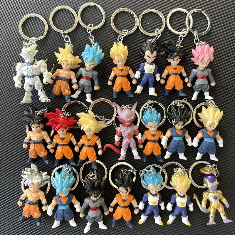 1pcs Random Dragon Ball Son Goku Mini Cute Kawaii Keychain Action Figure Anime Model Cartoon Bag Doll Pendant Figurine Toys Gift