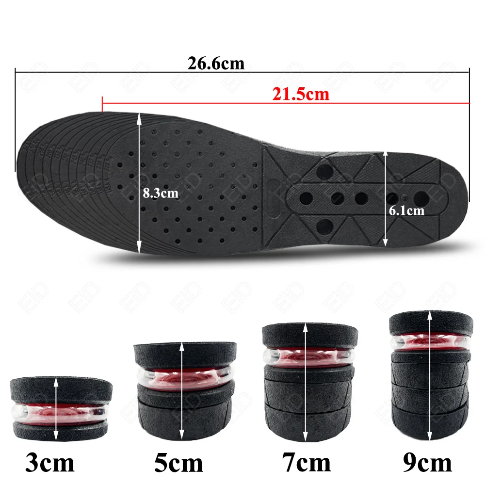 3-9cm Height Increase Insole Cushion Height Lift Adjustable Cut Shoe Heel Insert Taller shockarch Support Absorbant Foot Pad