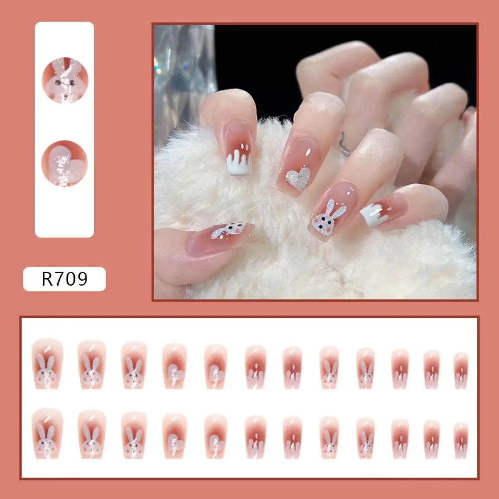 

24pcs False Nails Stickers Short French Style Wearing Nail Patches Press On Nails Tips DIY Fake Nails Art Supplies