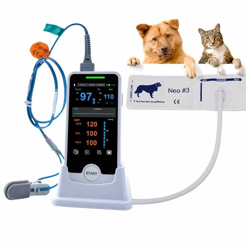 Handheld Touch Screen Veterinary Monitor Multi parameter Cat Dog Animal Vet Pulse Oximeter Vital Signs Monitor