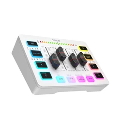 Gaming Audio Mixer with XLR Microphone Interface and RGB Lighting (WHITE)
