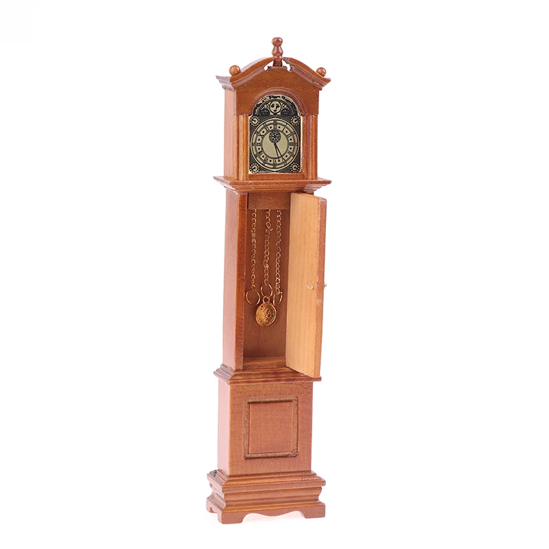 1:12 Dollhouse Miniature Wood Floor Clock Grandfather Clock Doll Furniture Model