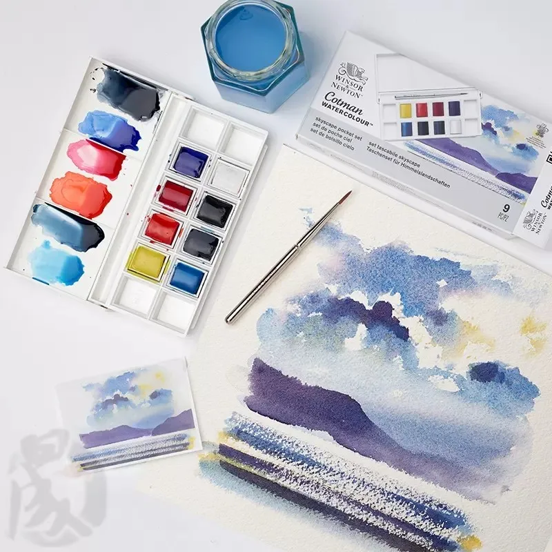 Winsor & Newton Cotman Metallic Watercolor Paint Set 8 Color Half Pans Colors Palette with Brush for Beginner Aquarela Painting watercolor painting set watercolor paint watercolor pigment