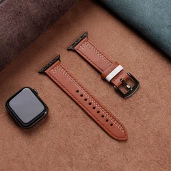 Premium Leather Band for Smartwatches - Elegant Accessory Bracelet (13 brown white wire)