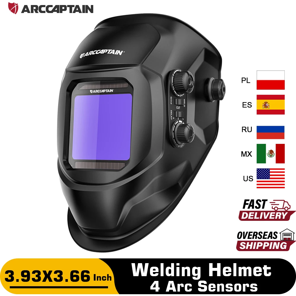 ARCCAPTAIN Welding Mask MIG MAG TIG Welding Helmet Face Cap Solar Cell Powered Auto Darkening Helmet Mask welding helmet