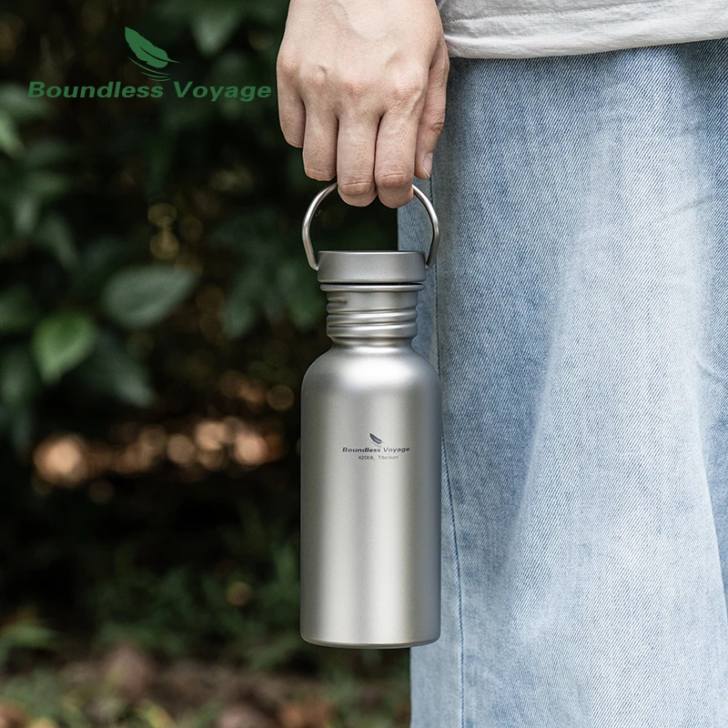 Boundless Voyage Wide Mouth Titanium Water Reusable Sport Drinking Bottle For Camping Hiking Picnic Climbing Running_voghion.com