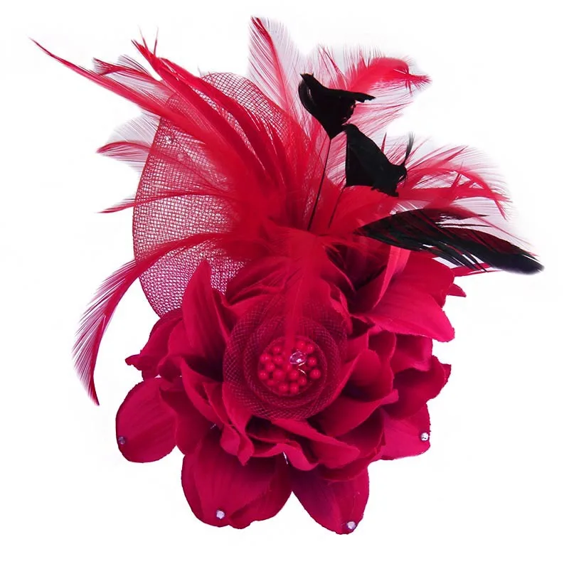 

Retro Cloth Art Feather Brooch Pins Rhinestone Fabric Flower Corsage Lapel Pins Handmade Jewelry Wedding Party Accessories