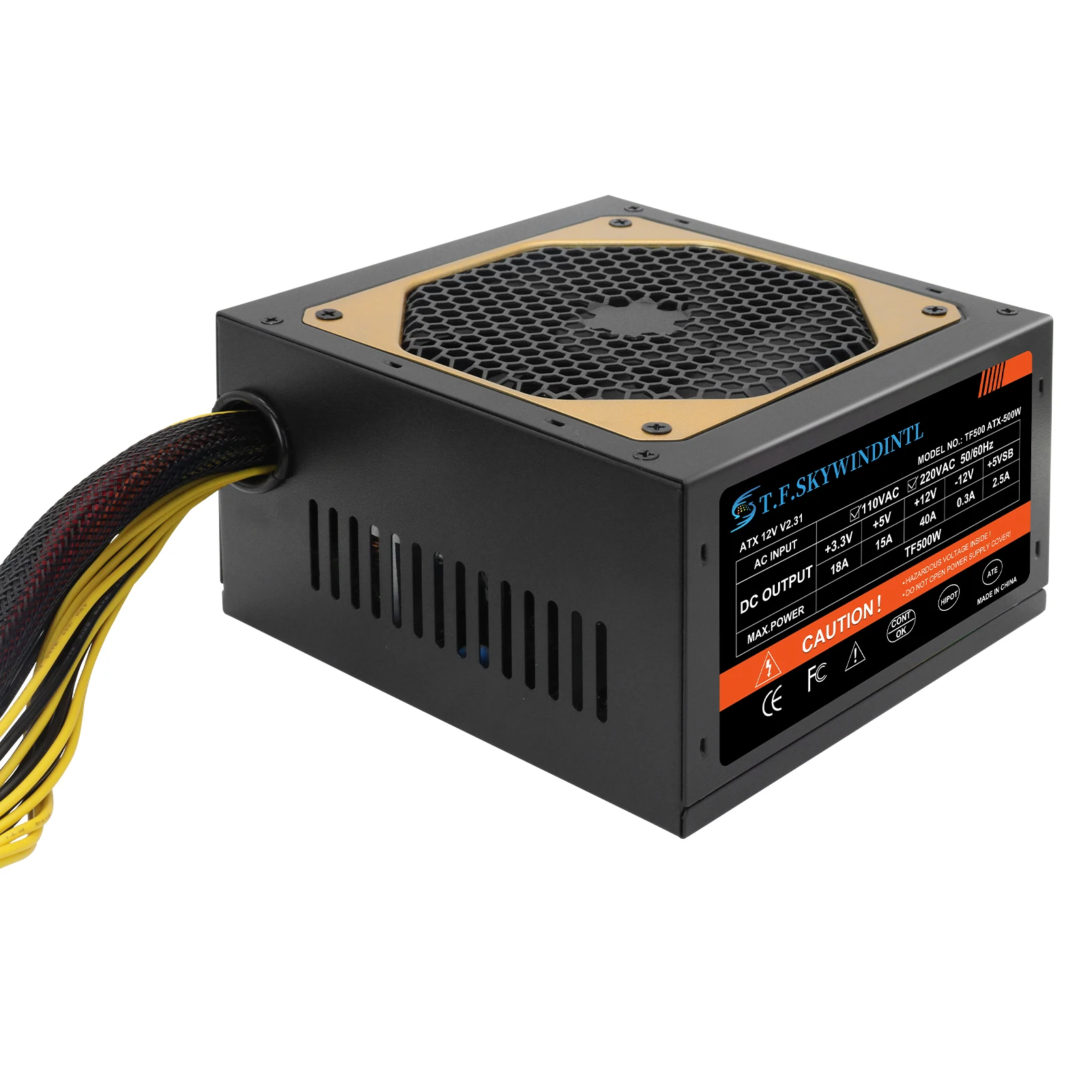 500W PC 파워 서플라이 비모듈형 ATX 12V 액티브 PFC 저소음 쿨링 팬 PSU 110V-220V 20+4핀 게이밍 PC 컴퓨터 전원 공급 장치