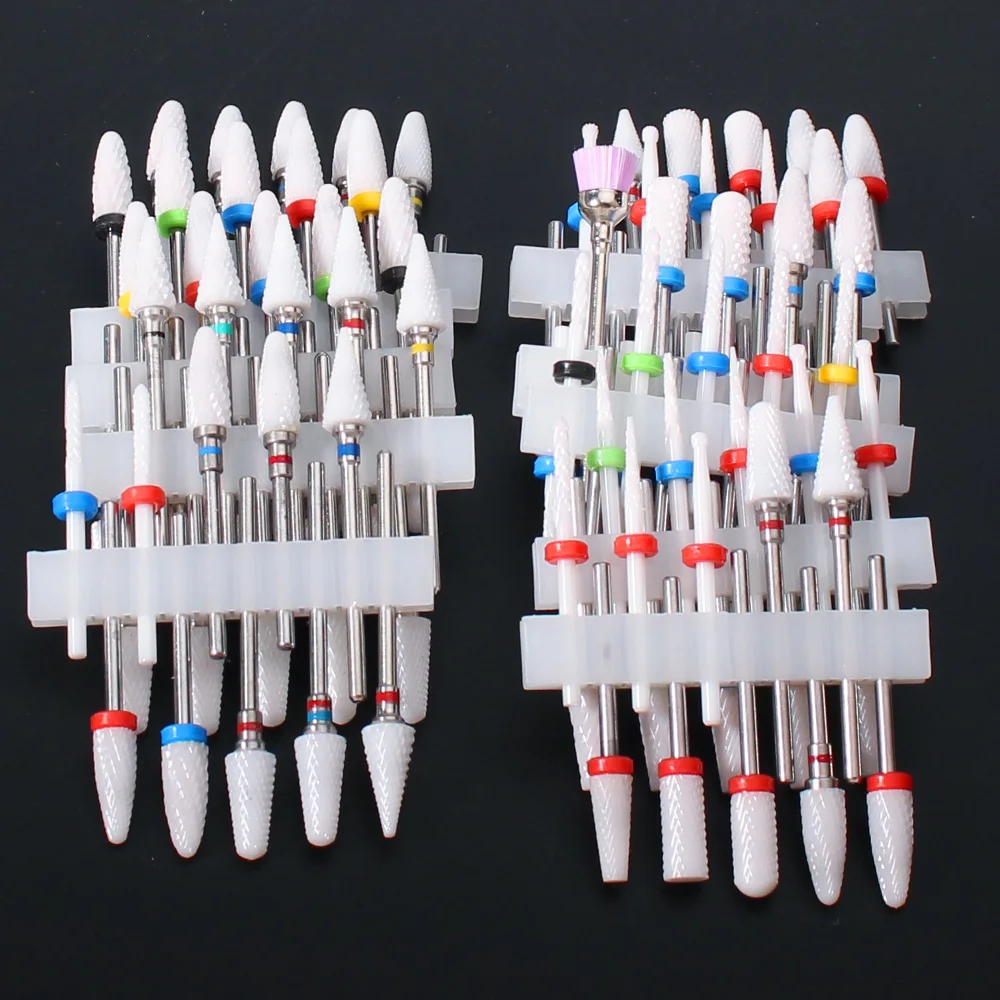 

10pc Ceramic Milling Cutters Set Nail Drill Bits for Manicure Drills Electric Pedicure Files Cuticle Remove Burr Accessories