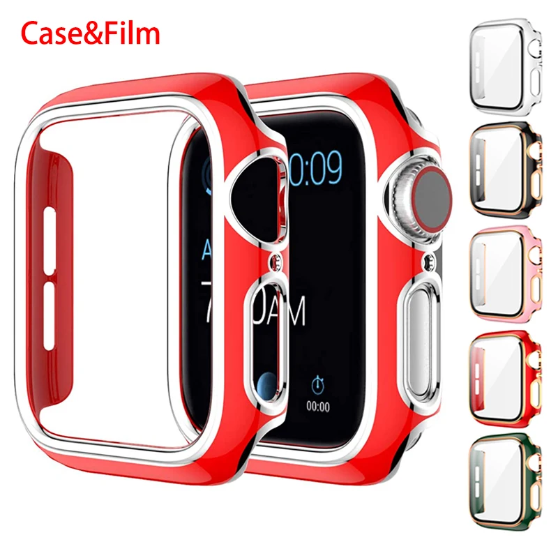 Vetro + Cover Per Apple Watch Case 45Mm 41Mm 44Mm 40Mm 42Mm 38Mm Iwatch Case Bumper + Screen Protector Apple Watch Series 7 3 5 6 Se