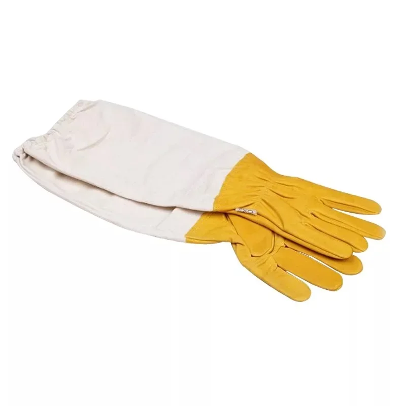 1pair Protective Vented Long Sleeves Goatskin Bee Keeping Tool Beekeeping Gloves work gloves