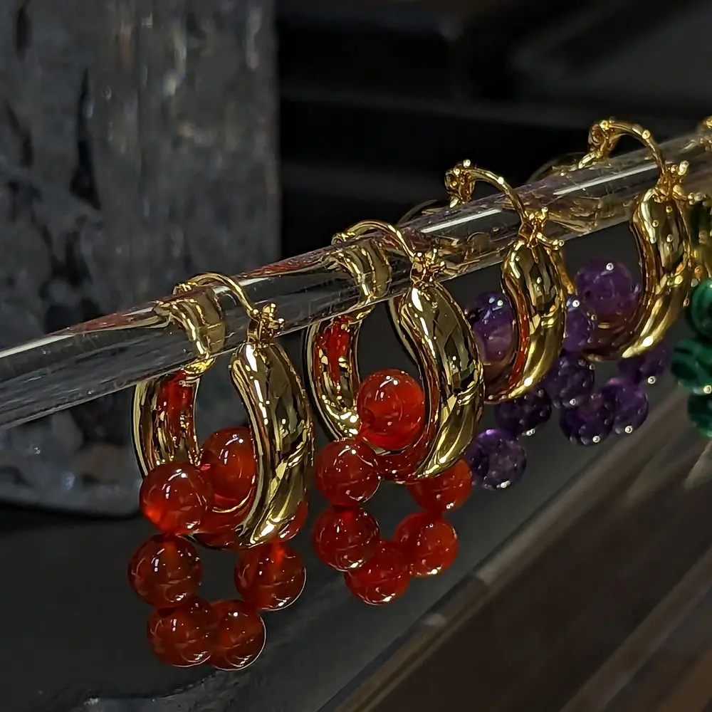 

Summer Women Beads Design Colorful Hoop Earrings