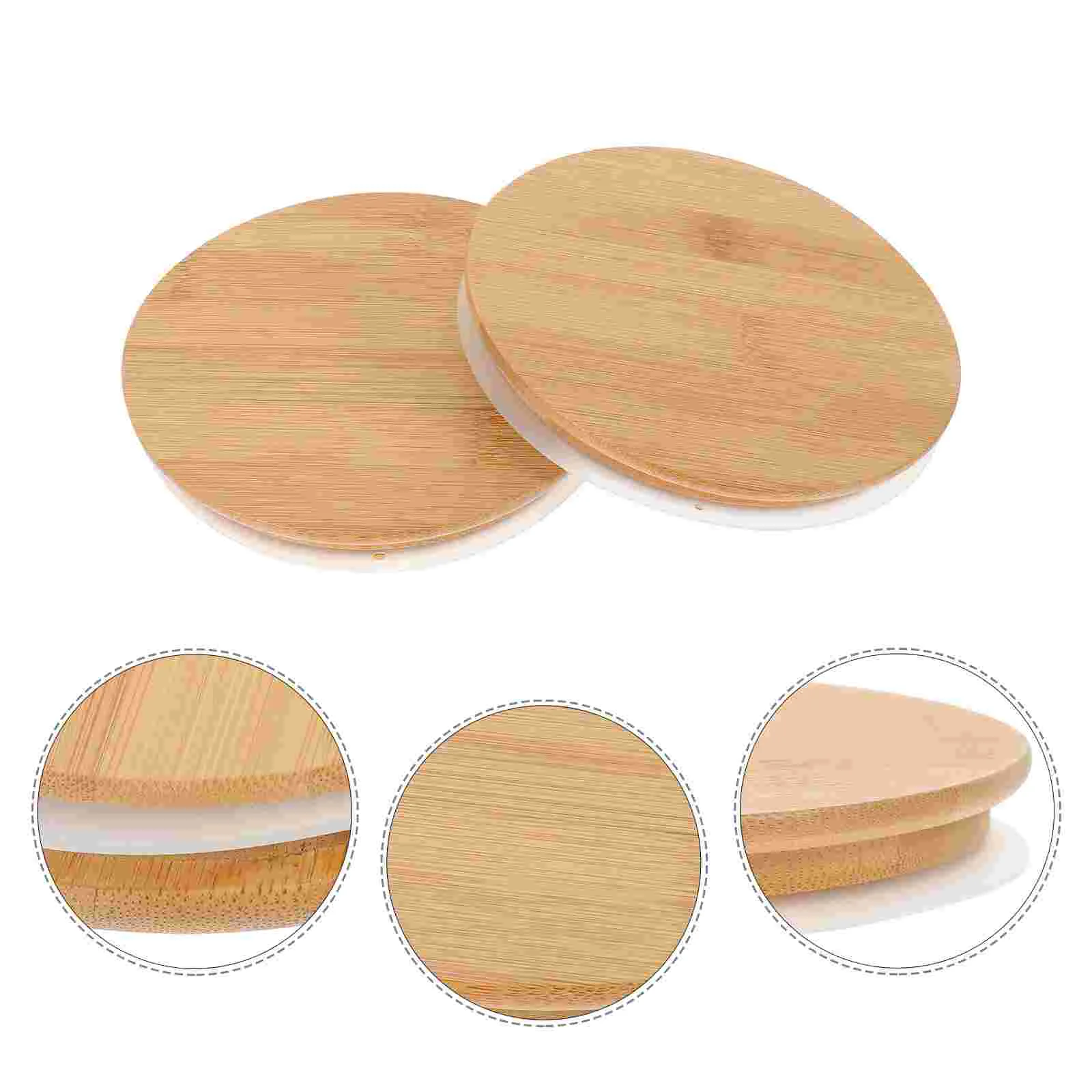 

Mason Jar Lids Regular Mouth Wooden Replacement Glass Yogurt Reusable Storage Lid Silicone Seal