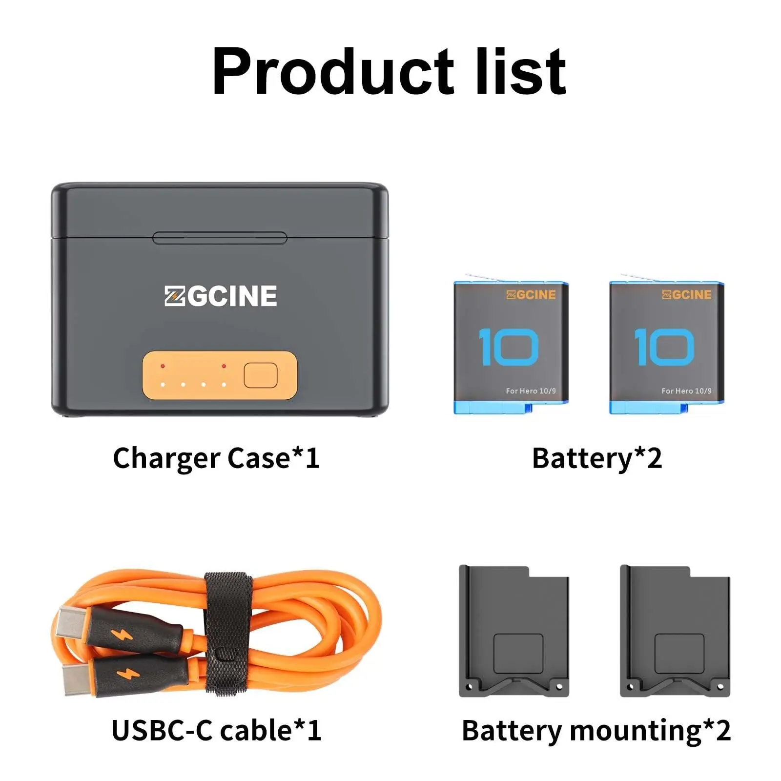 【Clearance Sale】ZGCINE PS-G10 Mini KIT2 Built in Rechargeable 5200mAh Battery Charger Case for GoPro Hero 11/10/9/8/7/6 Battery