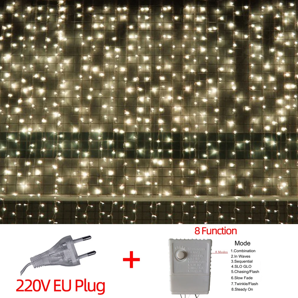 thumbnail image 1 of Guirnalda de luces LED de hadas para exteriores, impermeable, con forma de cascada, para decoración de patio, Navidad, bodas y fiestas, 1 of 5